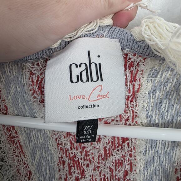 Cabi Love Carol Cream Multicolor Siesta Fringe Poncho Sweater Size Small - Picture 6 of 10